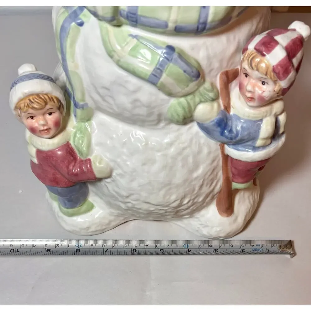 Vintage Cracker Barrel 12.5” Snowman Musical Figurine Ceramic Wind-up Frosty